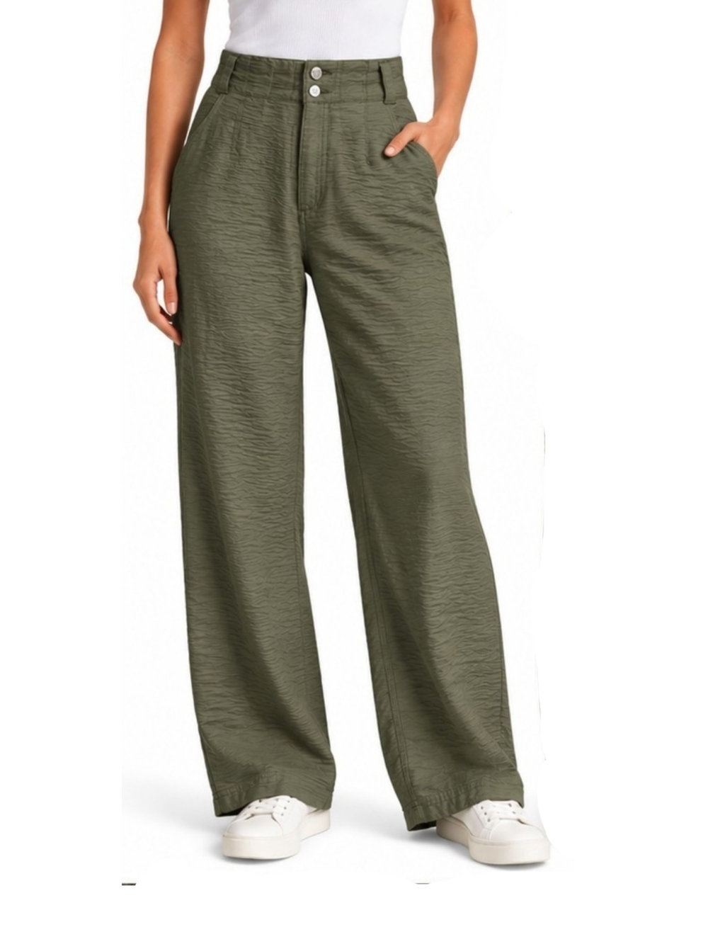 DKNY Crinkle Dressing Trouser 12 Wide Leg High Rise Textured Pants Corpcore Work